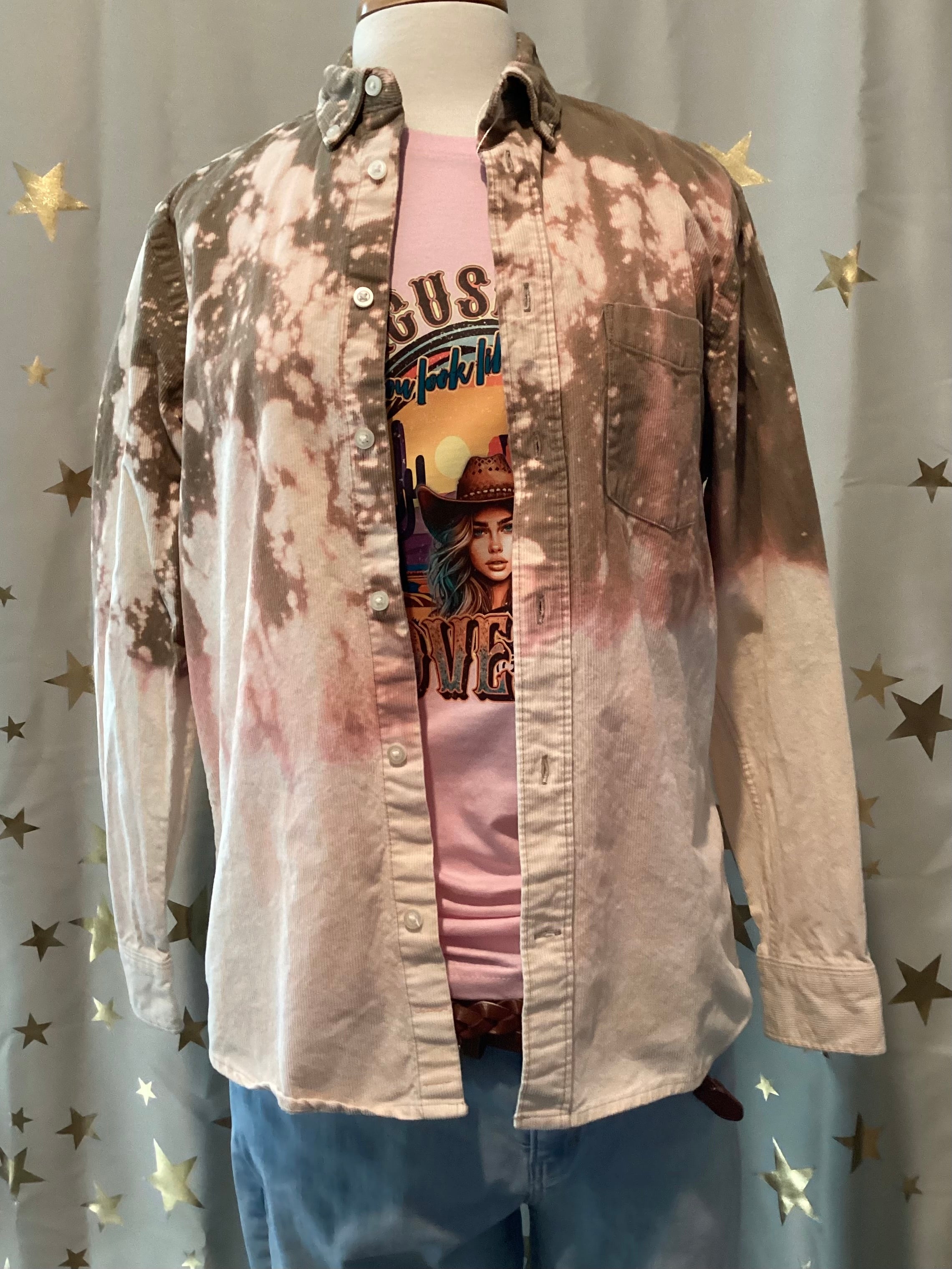 Country Music Hand Bleached Hand Printed Shirt Set