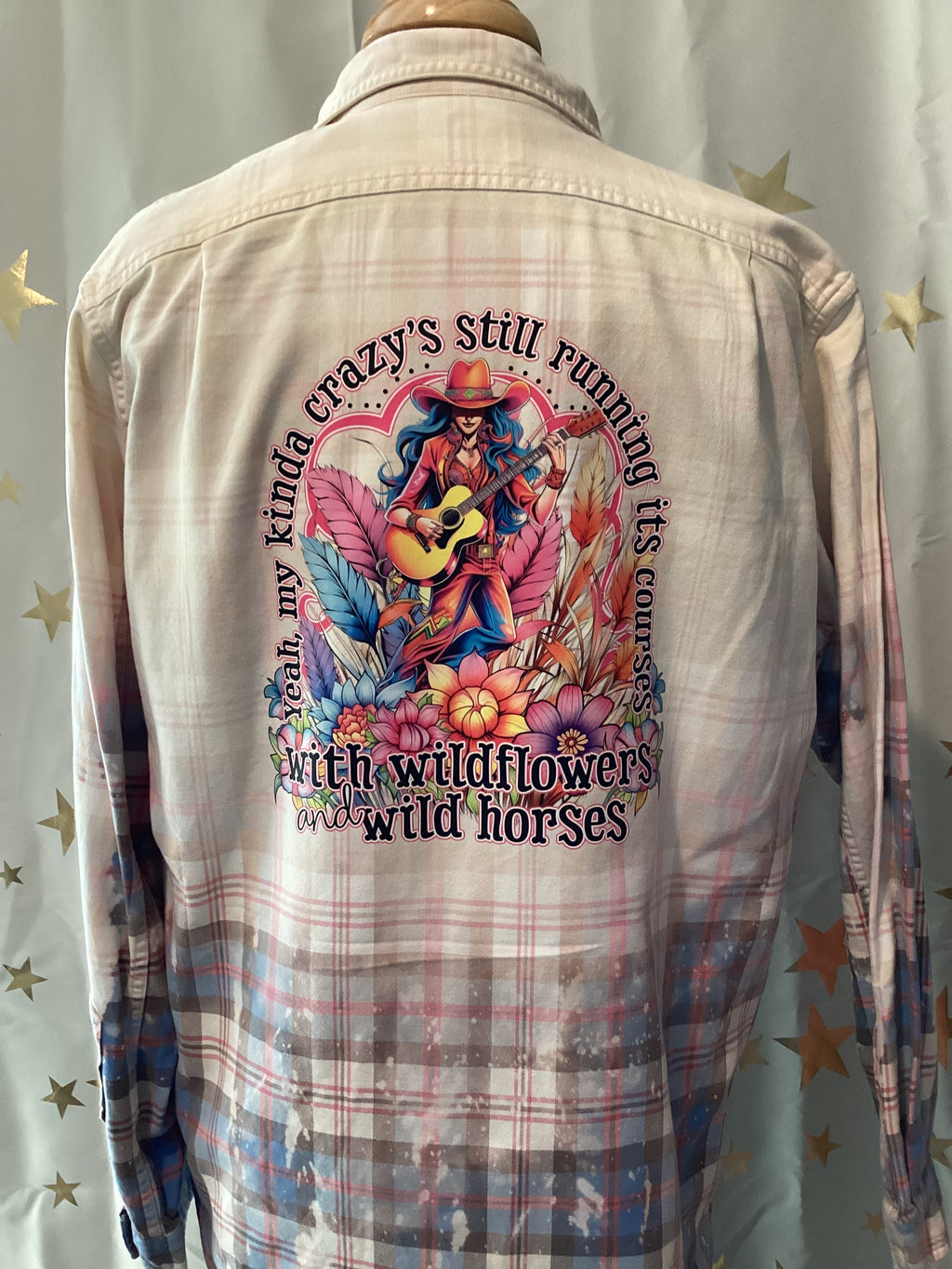 Country Music hand bleached hand printed shirt set