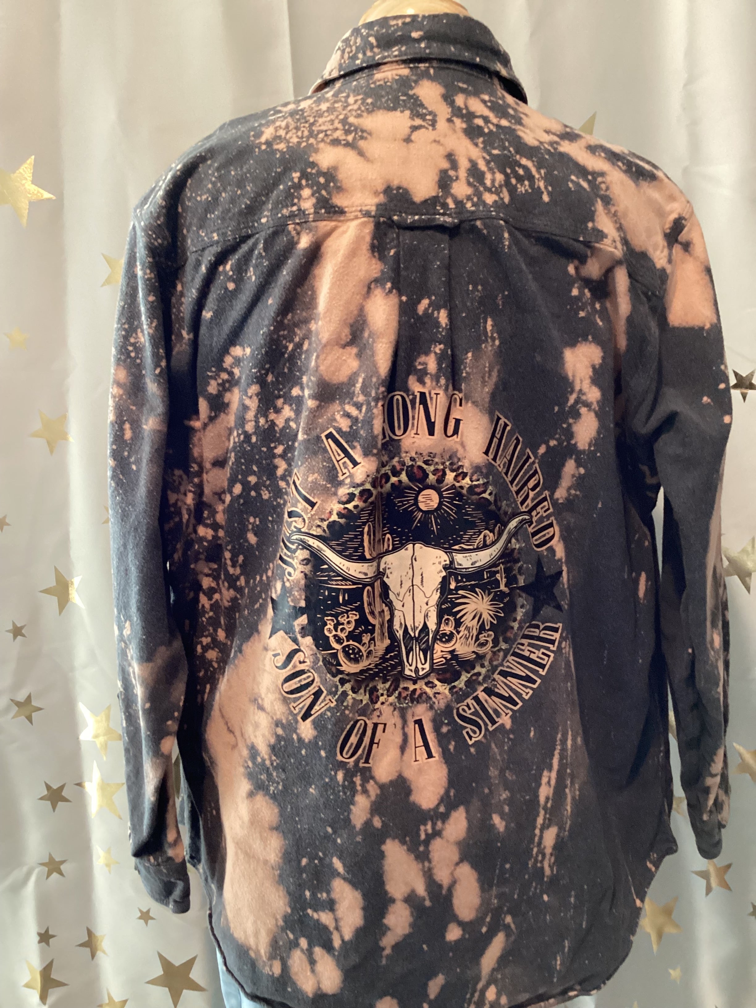 Country Music hand bleached hand printed shirt set